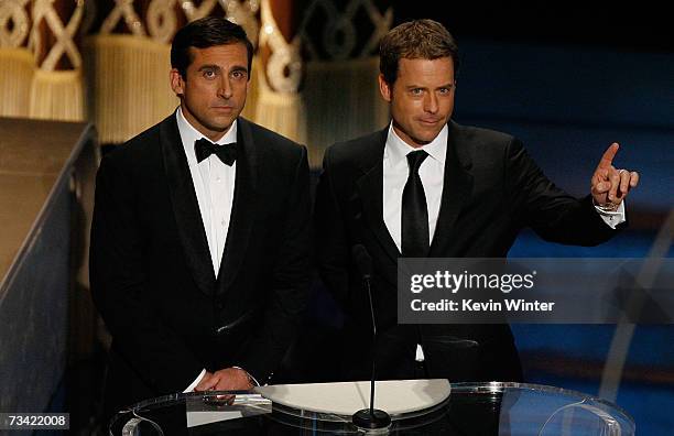 Actors Steve Carell and Greg Kinnear present Best Sound Editing award during the 79th Annual Academy Awards at the Kodak Theatre on February 25, 2007...