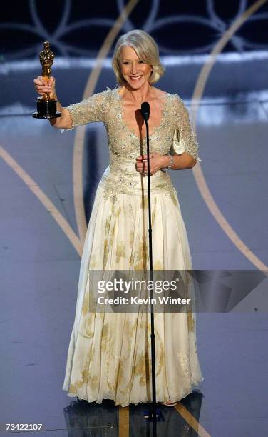 Actress Helen Mirren accepts the Best Performance by an Actress in a Leading Role award onstage during the 79th Annual Academy Awards at the Kodak...
