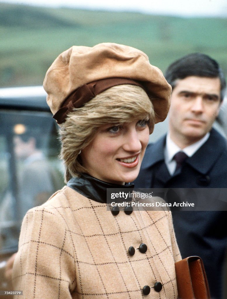 The Princess of Wales visits Twyn in Wales, November 1982. She wears ...