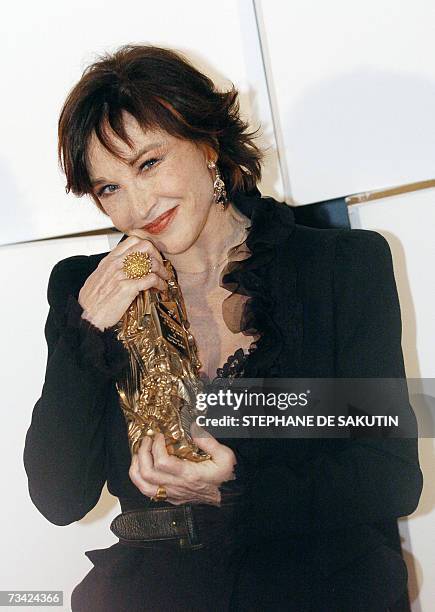 French actress Marlene Jobert poses with her cesar of honnor during the 32nd Nuit des Cesar ceremony, France's top movie awards, 24 February 2007 in...