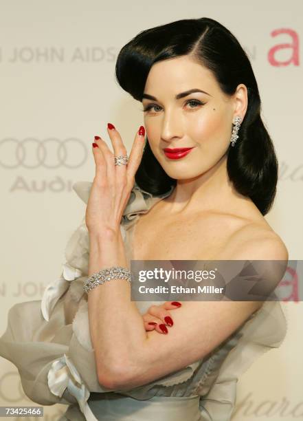 Burlesque artist Dita Von Teese arrives at the 15th Annual Elton John AIDS Foundation Academy Awards viewing party held at the Pacific Design Center...