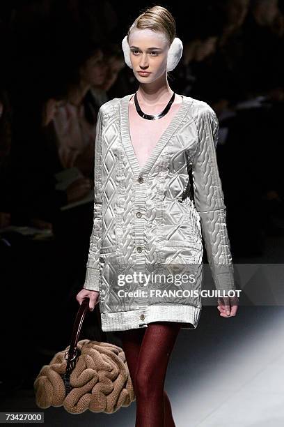 Model presents a creation by Japanese designer Jun Takahashi for Undercover during the Autumn/Winter 2007/2008 ready-to-wear collection show in...