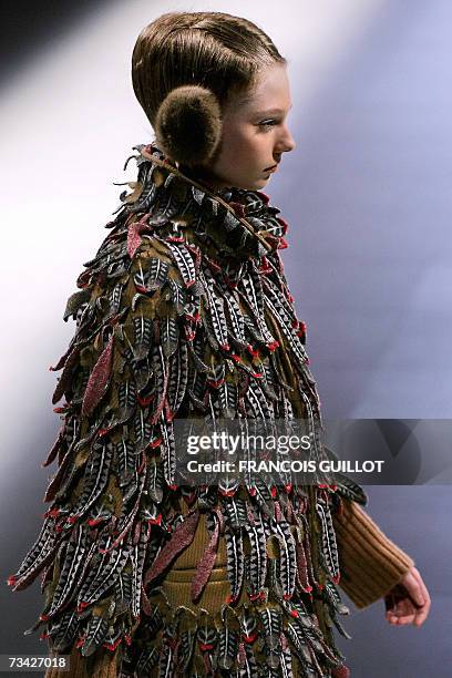 Model presents a creation by Japanese designer Jun Takahashi for Undercover during the Autumn/Winter 2007/2008 ready-to-wear collection show in...