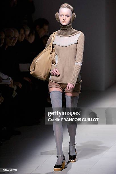 Model presents a creation by Japanese designer Jun Takahashi for Undercover during the Autumn/Winter 2007/2008 ready-to-wear collection show in...