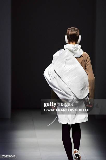 Model presents a creation by Japanese designer Jun Takahashi for Undercover during the Autumn/Winter 2007/2008 ready-to-wear collection show in...