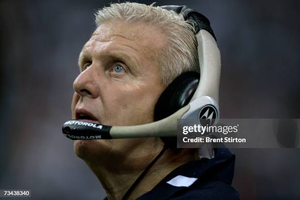 Head coach Bill Parcells of the Dallas Cowboys coaches against the Washington Redskins at Texas Stadium in Dallas, Texas on September 17, 2006....