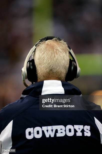 Head coach Bill Parcells of the Dallas Cowboys coaches against the Washington Redskins at Texas Stadium in Dallas, Texas on September 17, 2006....