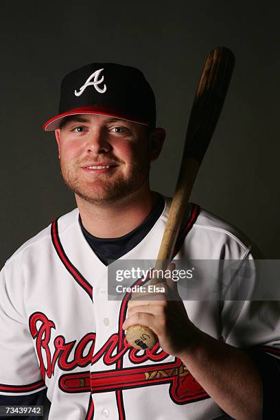 Brian McCann poses for a portrait during the Atlanta Braves Photo Day on February 22, 2007 at The Ballpark at Disney's Wide World of Sports in...