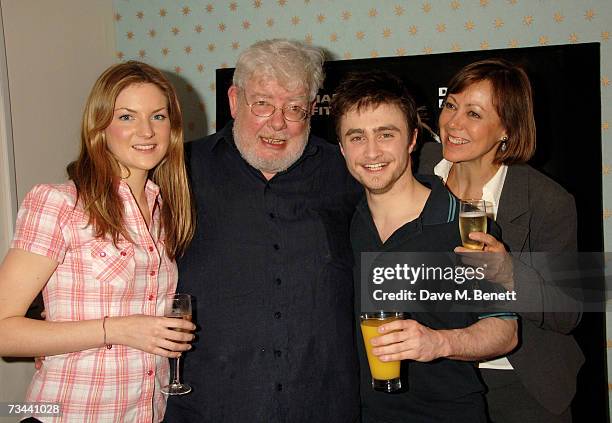 Actors Joanne Christie, Richard Griffiths, Daniel Radcliffe and Jenny Agutter pose backstage at the press night of 'Equus', at the Gielgud Theatre on...