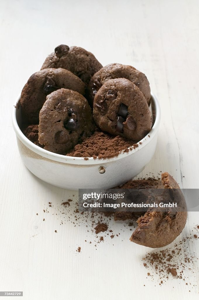 Chocolate biscuits with cocoa powder