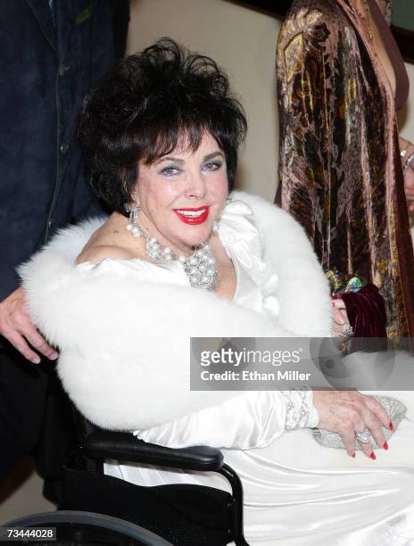 Dame Elizabeth Taylor arrives for her 75th birthday party at the Ritz-Carlton, Lake Las Vegas on February 27, 2007 in Henderson, Nevada.