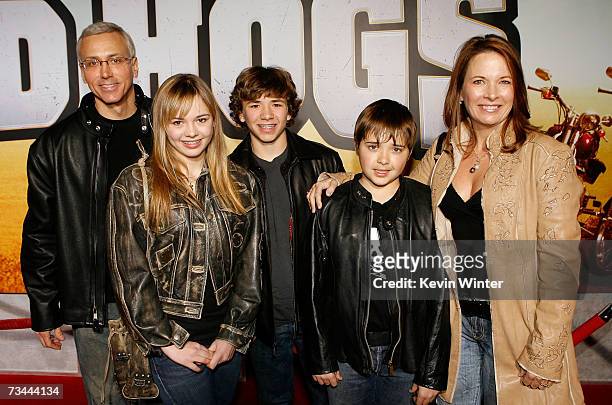 Dr. Drew Pinsky, daughter Paulina, sons Douglas and Jordan and wife Susan arrive at the premiere of "Wild Hogs" at the El Capitan Theater on February...