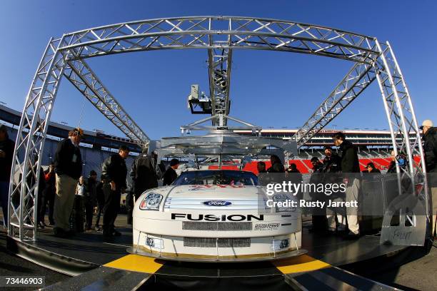 The new NASCAR inspection station for COT cars is unveiled, during NASCAR Car of Tomorrow testing at Bristol Motor Speedway on February 28, 2007 in...
