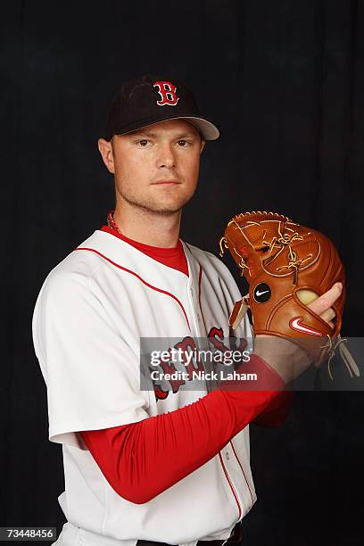 Jon Lester poses for a portrait during the Boston Red Sox Photo Day at the Red Sox spring training complex on February 24, 2007 in Fort Myers,...