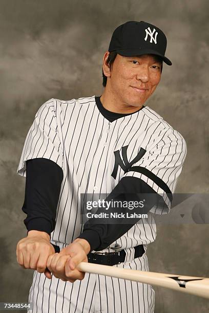 Hideki Matsui of the Yankees poses for a portrait during the New York Yankees Photo Day at Legends Field on February 23, 2007 in Tampa, Florida.