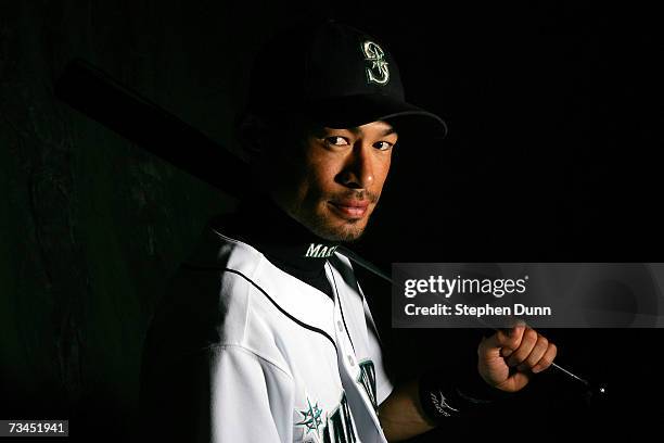 Right fielder Ichiro Suzuki the Seattle Mariners poses during Photo Day on February 23, 2007 at Peoria Sports Complex in Peoria, Arizona.