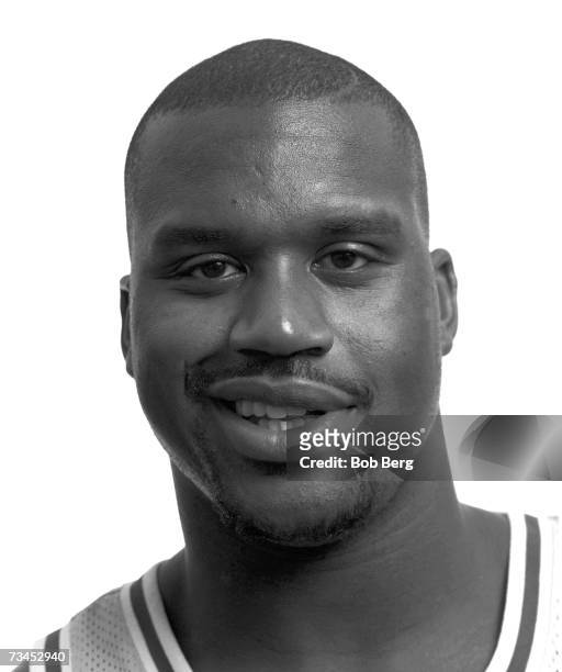 Basketball player Shaquille O'Neal of the Los Angeles Lakers poses for an October 1999 portrait in Los Angeles, California.