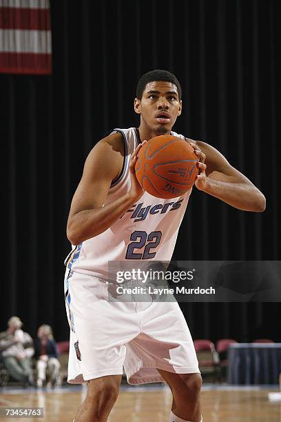 Chris Copeland of the Fort Worth Flyers shoots a free throw against the Albuquerque Thunderbirds during a D-League game on February 3, 2007 at the...