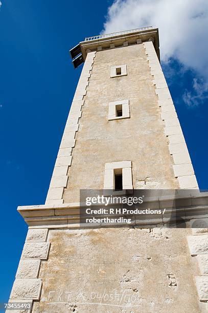 lighthouse, fiskardo, kefalonia (cephalonia), ionian islands, greece, europe - fiskardo stockfoto's en -beelden