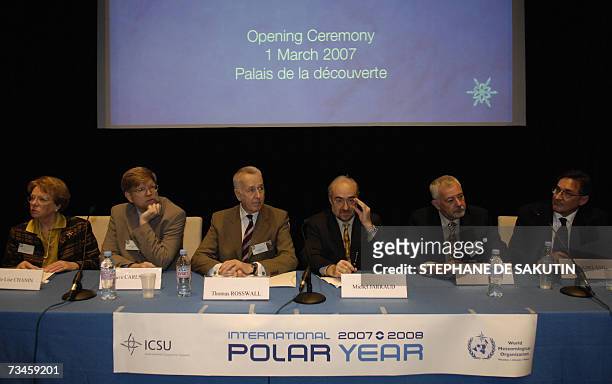 Michel Jarraud , general secretary of the World Meteorological Organisation, attends a press conference , 01 March 2006 in the Palais de la...