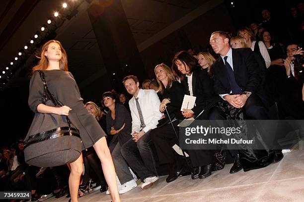 Liliy Allen, Aladshair Willis, Barbara Starkey, Olivia Harrisson and Francois Henri Pinault attend the Stella McCartney fashion show F/W 2007/08 at...