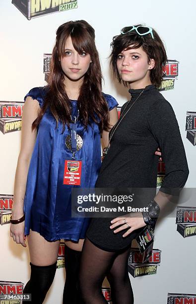 Peaches and Pixie Geldof pose in the awards room at Shockwaves NME Awards 2007, at the Hammersmith Palais on March 1, 2007 in London, England.