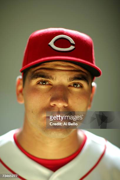 Joey Votto of the Cincinnati Reds poses during Photo Day on February 23, 2007 at Ed Smith Stadium in Sarasota, Florida.