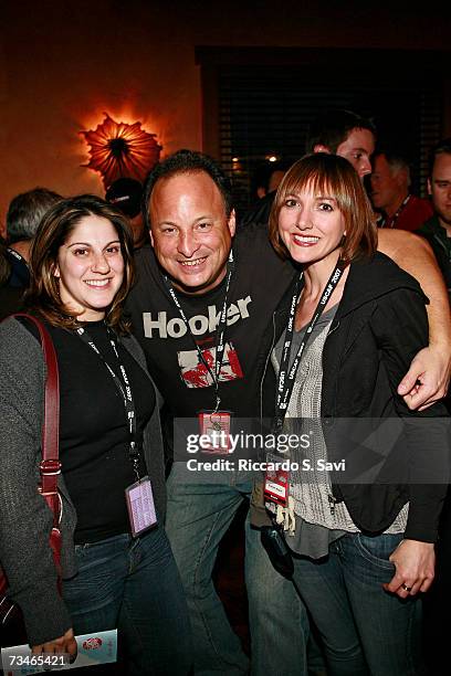 Rachel Vollaro, Jeff Kravitz and Gretchen Wagner attend the Hollywood Reporter reception saluting Don Rickles and John Landis on March 1, 2007 at...