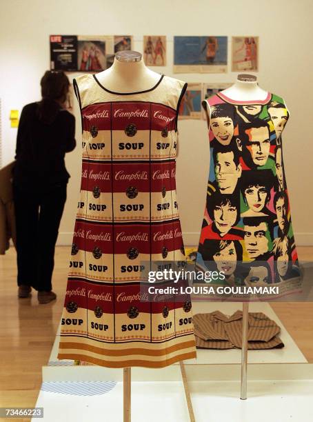 Paper made Andy Warhol's legendary "souper dress" modelled on Campbell's Soup labels, is showcased next to Universal Studios one titled 'The big ones...