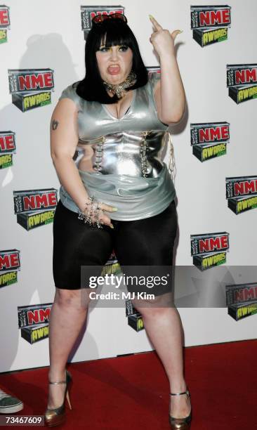 Beth Ditto of the Gossip arrives at the Shockwaves NME Awards 2007 at the Hammersmith Palais on March 1, 2007 in London, England.