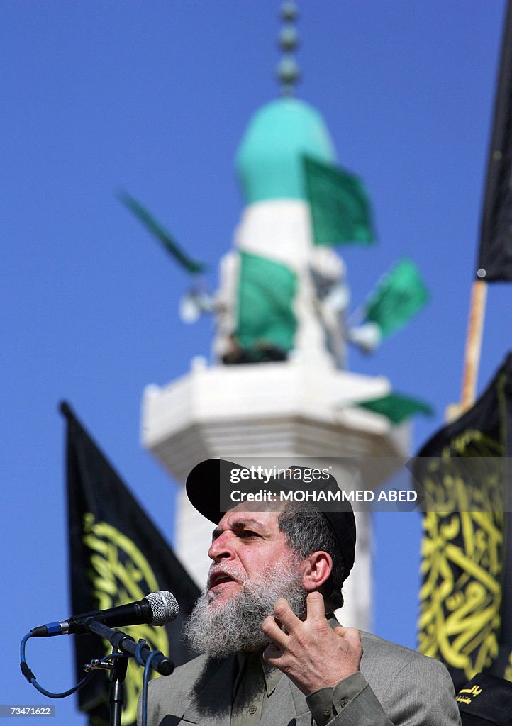 Islamic Jihad leader Nafez Azam speaks d...