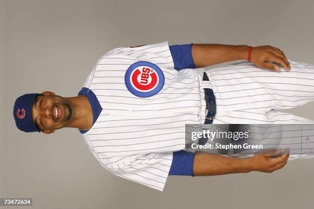 Derek Lee of the Chicago Cubs poses during photo day at HoHoKam Park on February 26, 2007 in Mesa, Arizona.