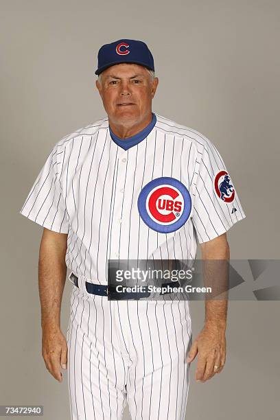 Lou Piniella of the Chicago Cubs poses during photo day at HoHoKam Park on February 26, 2007 in Mesa, Arizona.