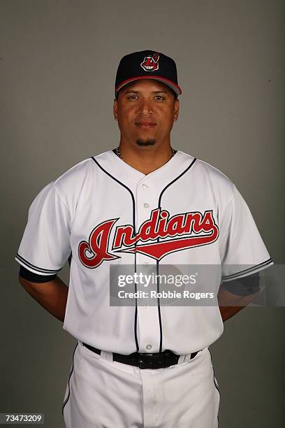 Victor Martinez of the Cleveland Indians poses during photo day at Chain of Lakes Park on February 27, 2007 in Winter Haven, Florida.