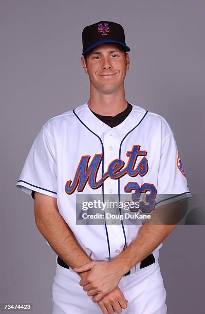 John Maine of the New York Mets poses during photo day at Mets Stadium on February 25, 2007 in Viera, Florida.