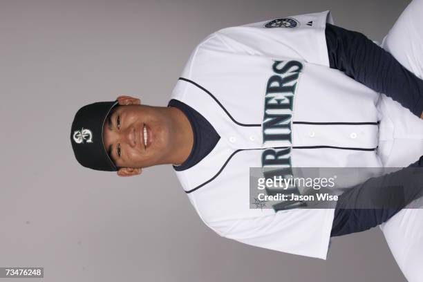 Felix Hernandez of the Seattle Mariners poses during photo day at Peoria Sports Complex on February 23, 2007 in Peoria, Arizona.
