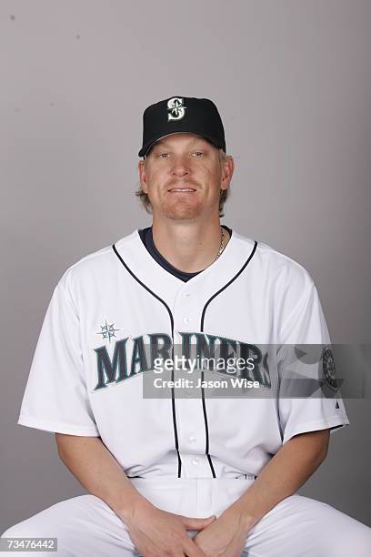 Jeff Weaver of the Seattle Mariners poses during photo day at Peoria Sports Complex on February 23, 2007 in Peoria, Arizona.