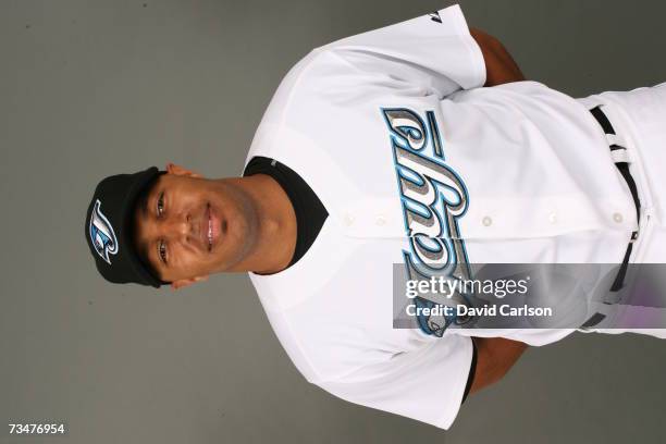 Vernon Wells of the Toronto Blue Jays poses during photo day at Dunedin Stadium on February 23, 2007 in Dunedin, Florida.