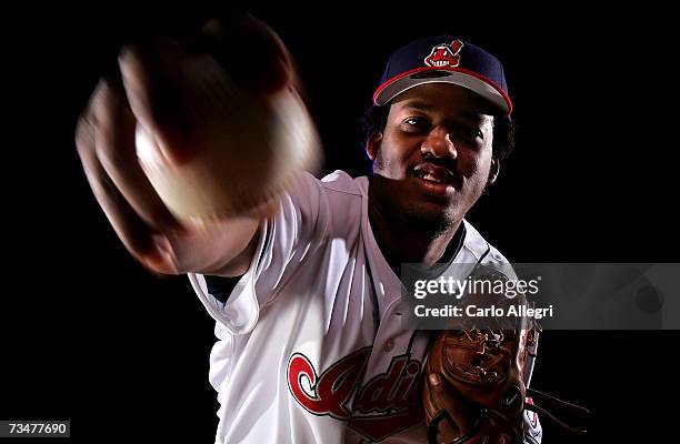 Fausto Carmona of the Cleveland Indians poses for a portrait during the Cleveland Indians photo day on February 27, 2007 at Chain of Lakes Park in...