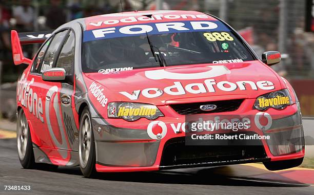 Craig Lowndes of team Vodafone in action during race one of the Clipsal 500 V8 Supercars on the Adelaide Street Circuit on March 3, 2007 in Adelaide,...