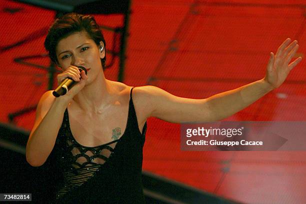 Elisa performs on stage during the fourth day of the 57th Sanremo Music Festival at Tetro Ariston on March 2, 2007 in Sanremo, Italy.