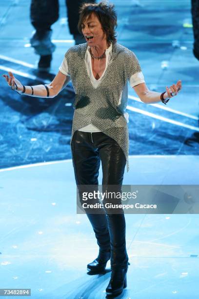 Gianna Nannini performs on stage during the fourth day of the 57th Sanremo Music Festival at Tetro Ariston on March 2, 2007 in Sanremo, Italy.