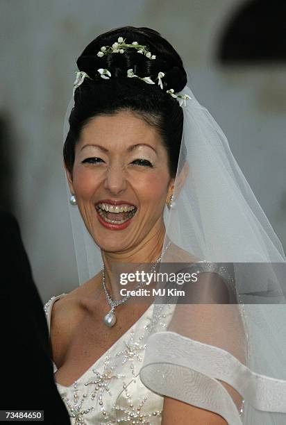 Princess Alexandra of Denmark arrives for her wedding ceremony to photographer Martin Jorgensen at Oster Egende Church on March 3, 2007 in Fakse,...