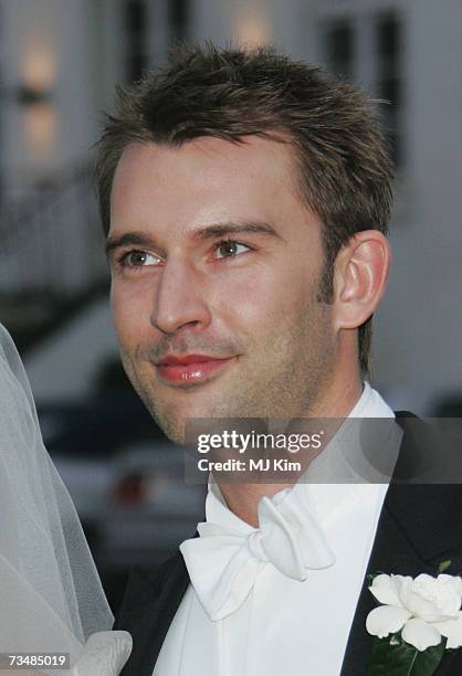 Martin Jorgensen poses after his wedding ceremony to Princess Alexandra Christina of Denmark at Oster Egende Church on March 03, 2007 in Fakse,...