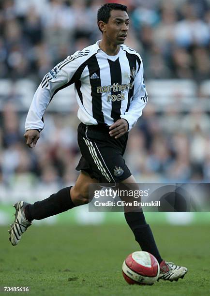 Nolberto Salano of Newcastle United in action during the Barclays Premiership match between Newcastle United and Middlesbrough at St James Park on...