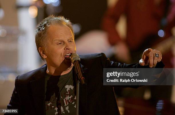 German singer Herbert Groenemeyer performs on stage during the live broadcast of German television show "Wetten dass ..? at the Westfalenhalle March...