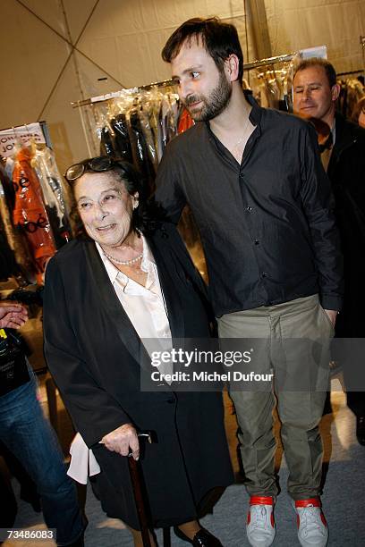 Gaby Aghion and Paolo Melim Andersson attend the Chloe fashion show during Paris Fashion Week at Espace Ephemere, Jardin des Tuileries on March 3,...