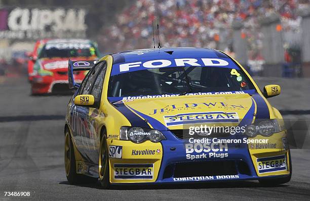 James Courtney of Jeld-Wen Motorsport in action during the Clipsal 500 V8 Supercars on the Adelaide Street Circuit March 3, 2007 in Adelaide,...