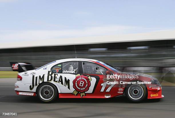 Steven Johnson of Jim Beam Racing in action during race two of the Clipsal 500 V8 Supercars on the Adelaide Street Circuit March 3, 2007 in Adelaide,...