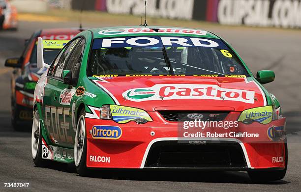 Steven Richards of Ford Performance Racing in action during race two of the Clipsal 500 V8 Supercars on the Adelaide Street Circuit on March 3, 2007...